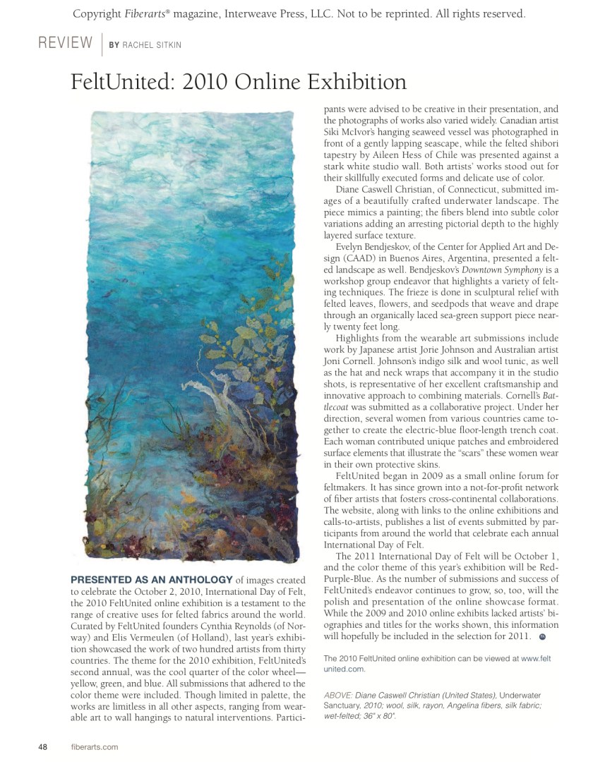 FiberArts Spring 2011 issue review of FeltUnited